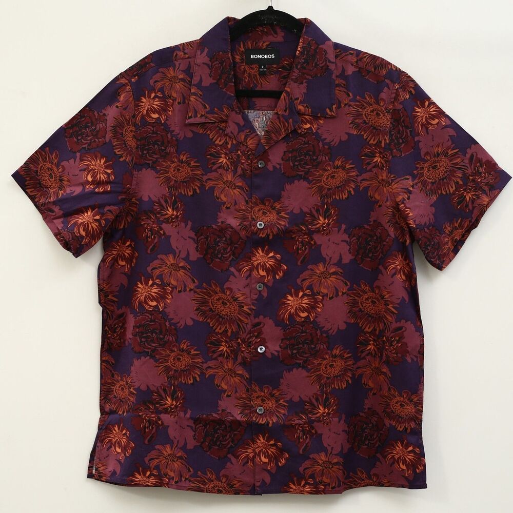 Bonobos Rivier Men's Shirt Floral Print Buttondown Short Sleeve Casual L 287716